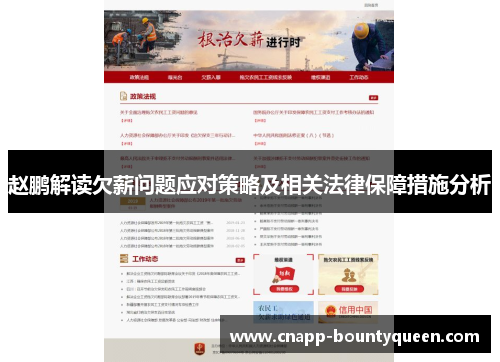 赵鹏解读欠薪问题应对策略及相关法律保障措施分析